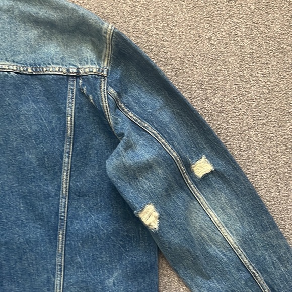 NWOT GAP 1969 Mens Denim Jacket Distressed Indigo Size XL - Picture 11 of 15